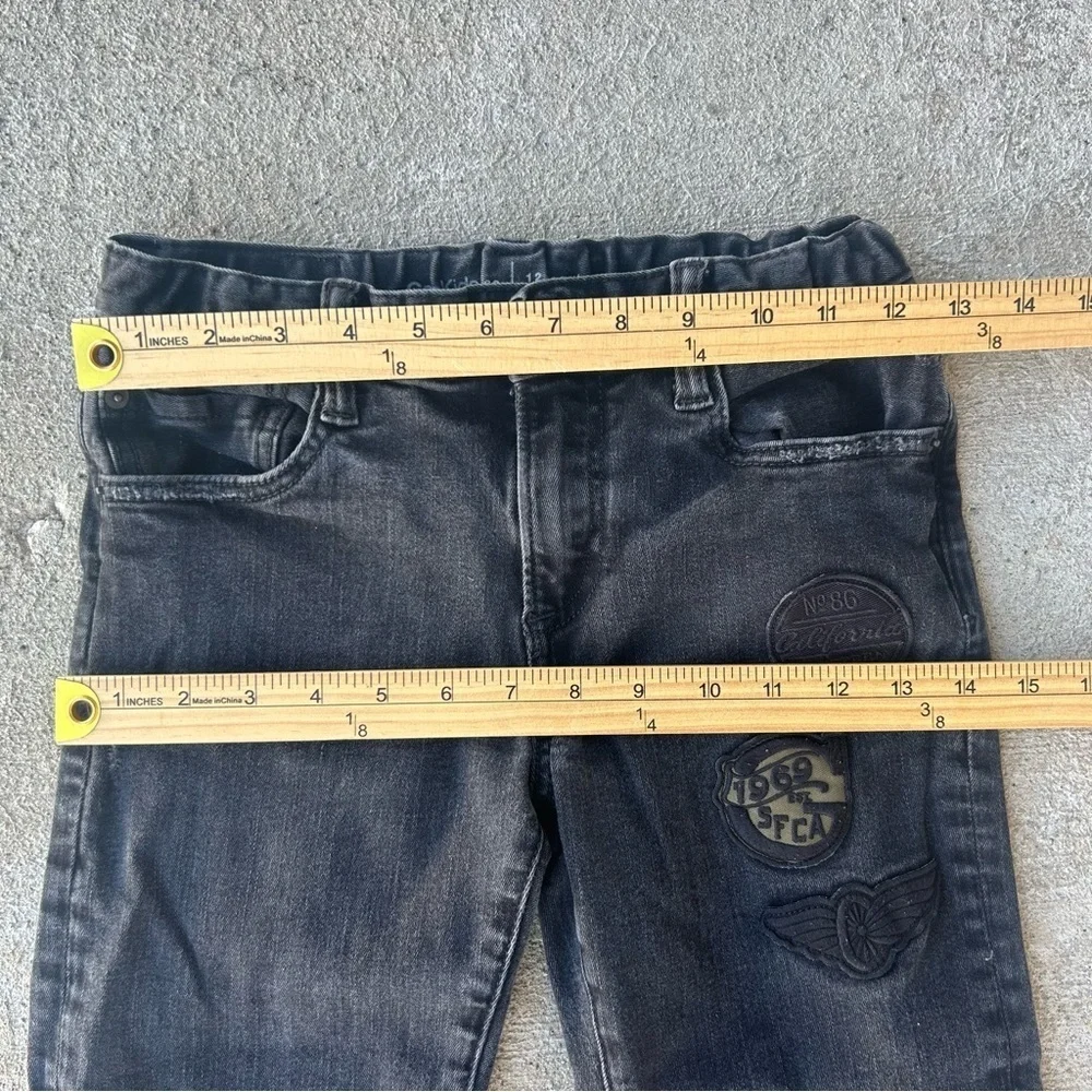 GapKids 1969 Black Slim Jeans Youth Size 12 Regular Adjustable Waist Patches